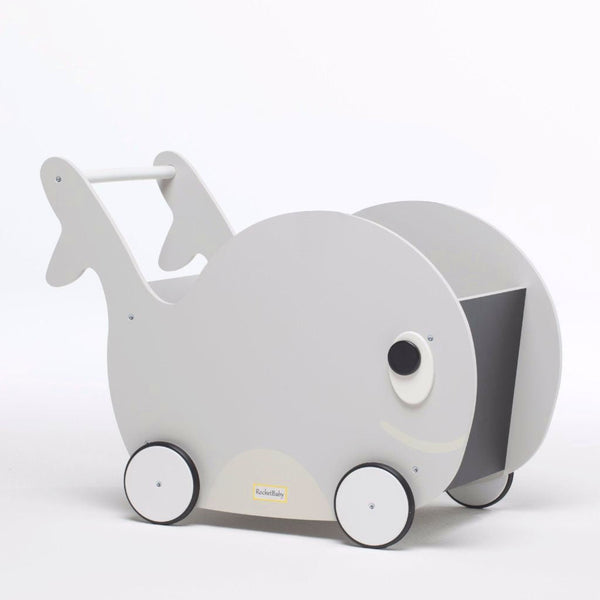 Push Toy and Toy Storage Toddler Whale Mercure Grey