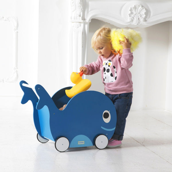 Push Toy and Toy Storage Toddler Whale Universe Blue