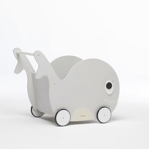 Push Toy and Toy Storage Toddler Whale Mercure Grey