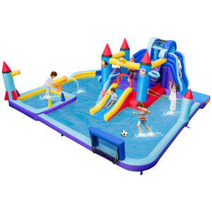 Rocket Theme Inflatable Water Slide Park - Heavy-Duty for Kids with Blower