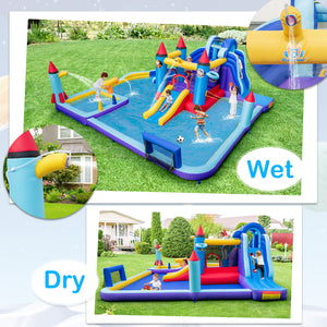 Rocket Theme Inflatable Water Slide Park - Heavy-Duty for Kids with Blower