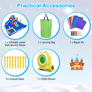 Rocket Theme Inflatable Water Slide Park with 950W Blower