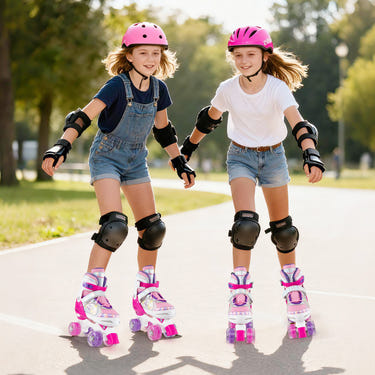 Roller Skates for Teens 4 Sizes Adjustable with Light-up Wheels for Boys Girls Ages 13+