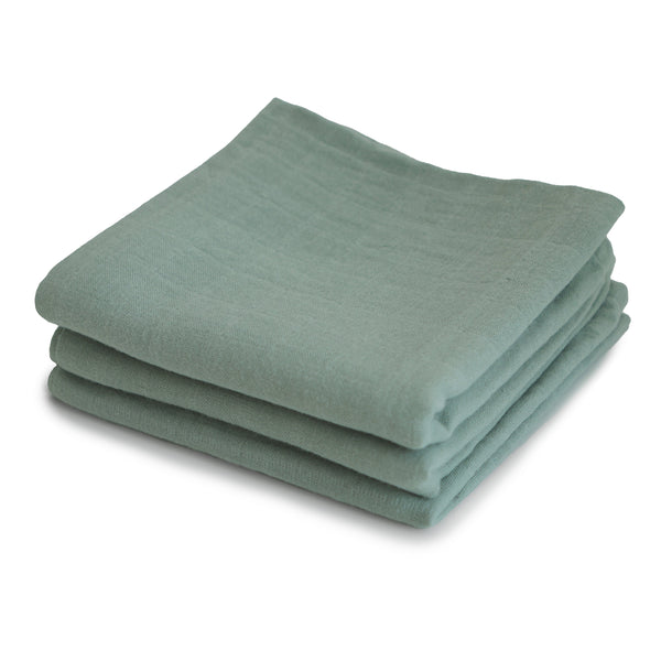 Mushie Organic Cotton Muslin Cloths 3-Pack Soft Baby Cloths