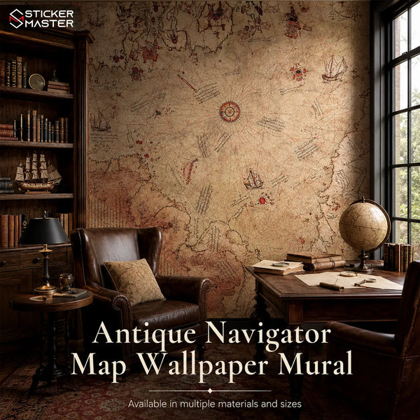 Antique Navigator Map Wallpaper Mural by Sticker Master