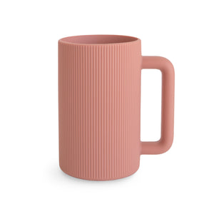 Colorful bath rinse cup for babies, angled view showcasing its ergonomic design and easy grip for bath time fun.