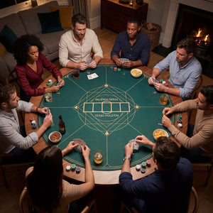 Round Poker Mat for Texas Hold'em 40 inch Portable Foldable Anti-Slip Rubber Base Table Layout-Green