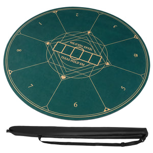 Round Poker Mat for Texas Hold'em 40 inch Portable Foldable Anti-Slip Rubber Base Table Layout-Green