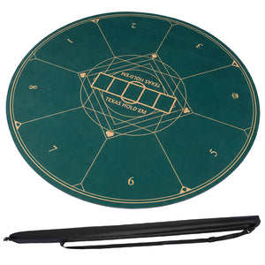 Round Poker Mat for Texas Hold'em 55 inch Portable Foldable Anti-Slip Rubber Base Table Layout-Green