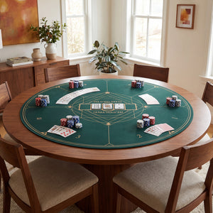 Round Poker Mat for Texas Hold'em 47" with Carrying Bag for 8-Player-Green