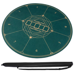 Round Poker Mat for Texas Hold'em 47" with Carrying Bag for 8-Player-Green