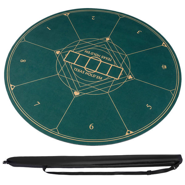 Round Poker Mat for Texas Hold'em 47" with Carrying Bag for 8-Player-Green