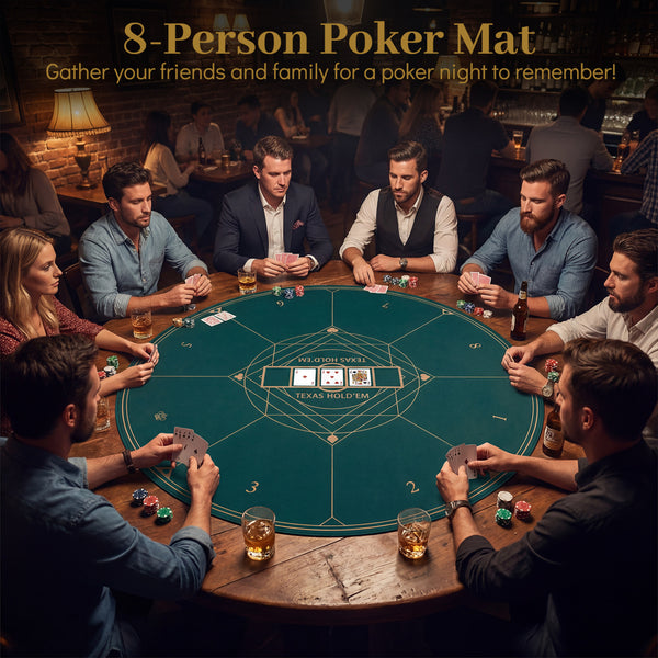 Round Poker Mat for Texas Hold'em 47" with Carrying Bag for 8-Player-Green