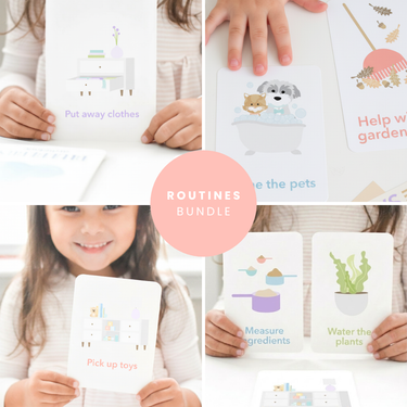 "Routines Flashcards Bundle for babies, promoting better sleep and bedtime habits in a colorful design."