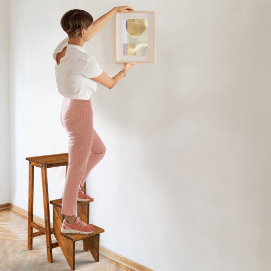 3 Tier Step Stool 3 in 1 Folding Ladder Bench - Safe Corners for Kids Room