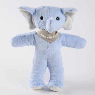 RUDY | Blue Personalised Plush Elephant Toy (33cm) - Made in France - MOOGCO Baby