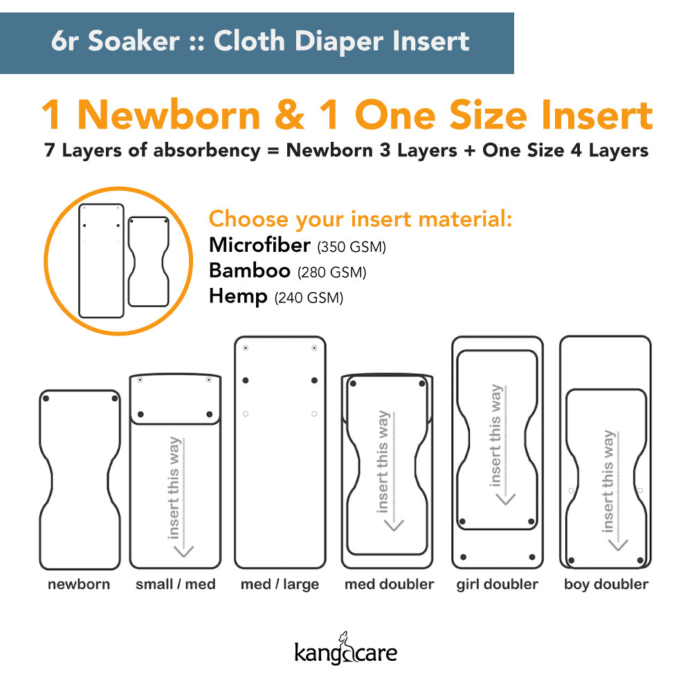 6r Soaker Cloth Diaper Insert - Bamboo