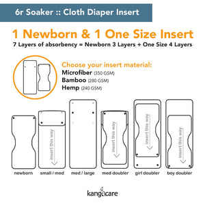 6 pack - Microfiber 6r Soaker Sets (12 Cloth Diaper Inserts)