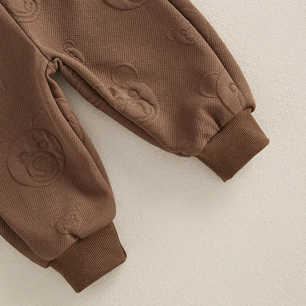 Baby Toddler Boys Girls 2Pcs Jogger Set Bear Pattern Long Sleeve Crewneck Top Long Pants Fall Outfit