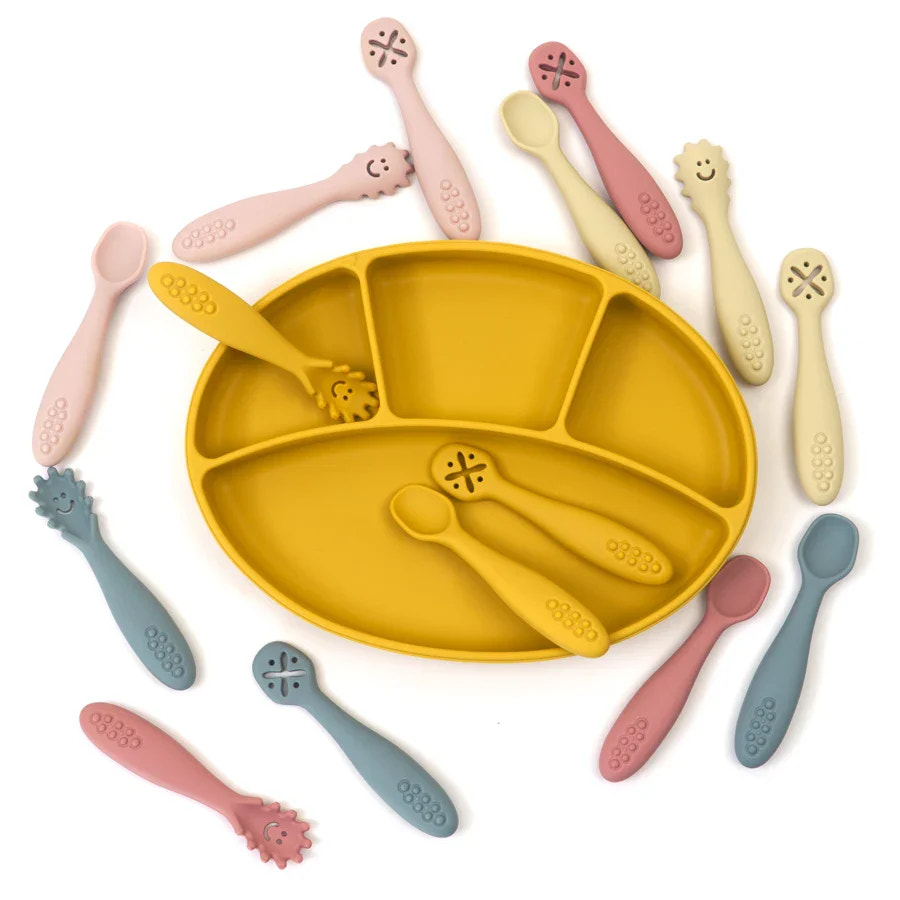 Set of 3 Silicone Learning Spoons for Children Multivariant - MOOGCO Baby