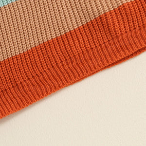 Baby Toddler Boys Girls Sweater Casual Contrast Color Stripes Warm Knitted Long Sleeve Pullover Top