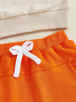 Baby Toddler Boys 2Pcs My First Halloween Outfit Letter Print Long Sleeve Top with Bat Embroidered Jogger Pants Set