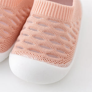 Pink baby first walkers from angle 2, perfect for little ones taking their first steps. Shoes & booties for toddlers.