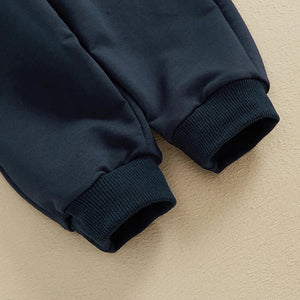 Baby Toddler Boys 2Pcs Autumn Outfit Set Long Sleeve Lapel Half Zip Up Pullover Solid Color Pants Set