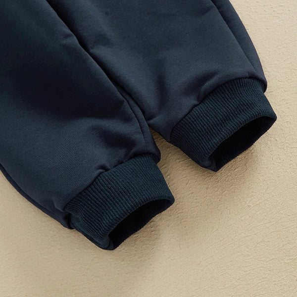 Baby Toddler Boys 2Pcs Autumn Outfit Set Long Sleeve Lapel Half Zip Up Pullover Solid Color Pants Set