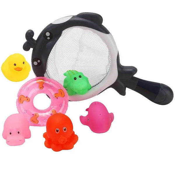 Bath Toy Fishing Net with 6 floating animal toys