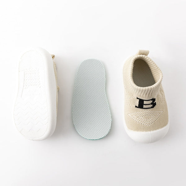 Baby "B" Sock Shoes in Khaki - Stylish and comfortable footwear for infants, perfect for any occasion.