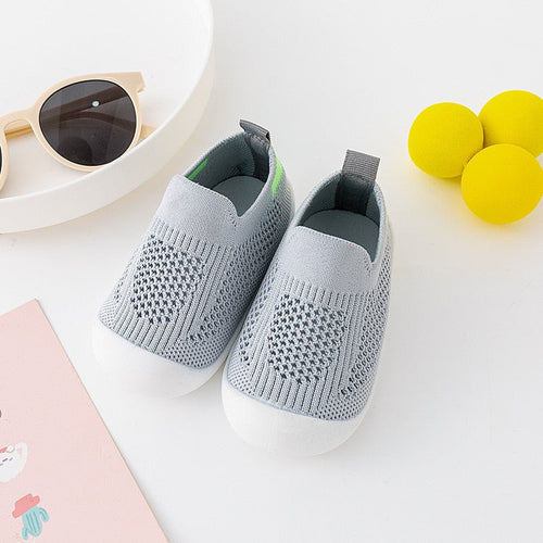 Gray baby first walkers for infants, perfect for early steps and comfort in shoes & booties category.