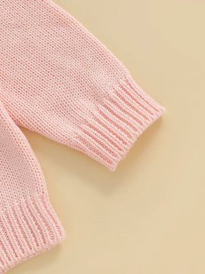 Baby Toddler Girls Cardigan Sweater 3D Flower Design Button Down Long Sleeve Knitted Top