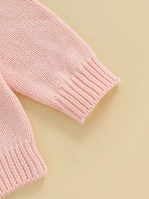 Baby Toddler Girls Cardigan Sweater 3D Flower Design Button Down Long Sleeve Knitted Top