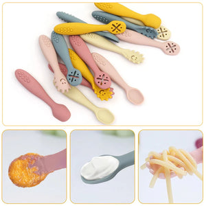 Set of 3 Silicone Learning Spoons for Children Multivariant