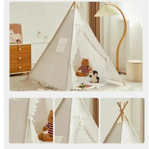 Portable 1.35M kids tent playhouse tipi for toddlers, perfect for playrooms and ball pits. Ideal for girls.