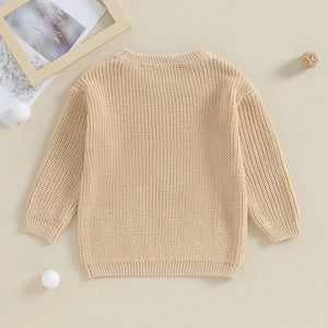 Toddler boys' cotton sweater with "Big Brother" embroidery, long sleeve, loose knitwear, stylish and comfy.