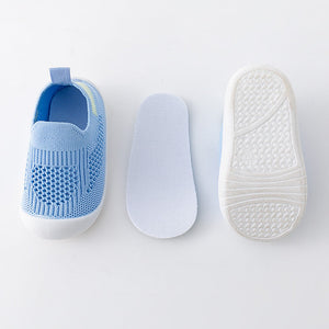 Blue baby first walkers at angle 7, perfect for little ones taking their first steps in style and comfort.