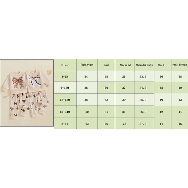 Baby Toddler Girls 2Pcs Fall Outfit Football / Baseball Bow Print Long Sleeve Crewneck Top and Elastic Pants Jogger Set