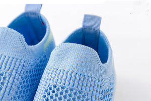 Blue baby first walkers from angle 4, perfect for little feet taking their first steps.