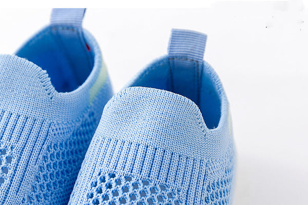 Blue baby first walkers from angle 4, perfect for little feet taking their first steps.