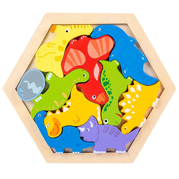 Wooden Toy Hexagonal Tangram for Children Multivariant