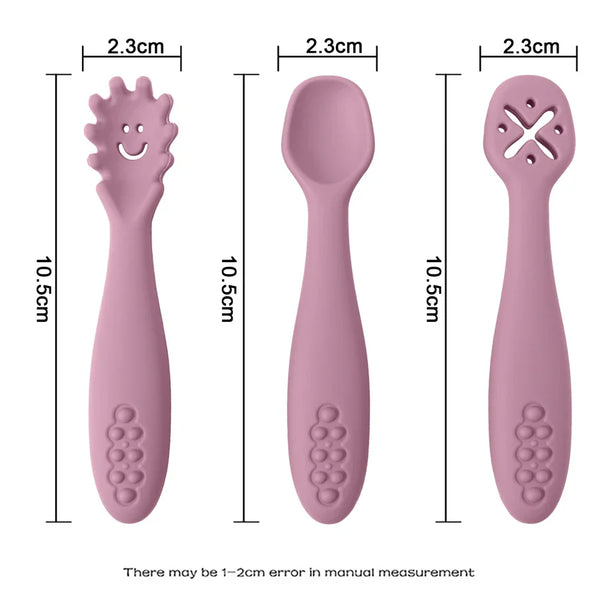 Set of 3 Silicone Learning Spoons for Children Multivariant