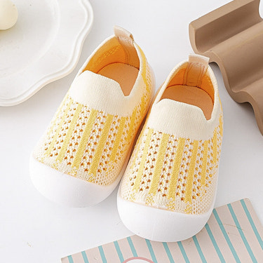 Yellow mix baby first walkers for infants, perfect for early steps and stylish comfort.