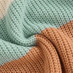 Baby Toddler Boys Girls Sweater Casual Contrast Color Stripes Warm Knitted Long Sleeve Pullover Top