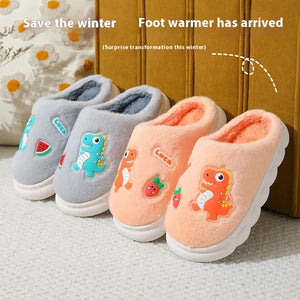 Cozy Dino Cotton Slippers – Ages 4–12