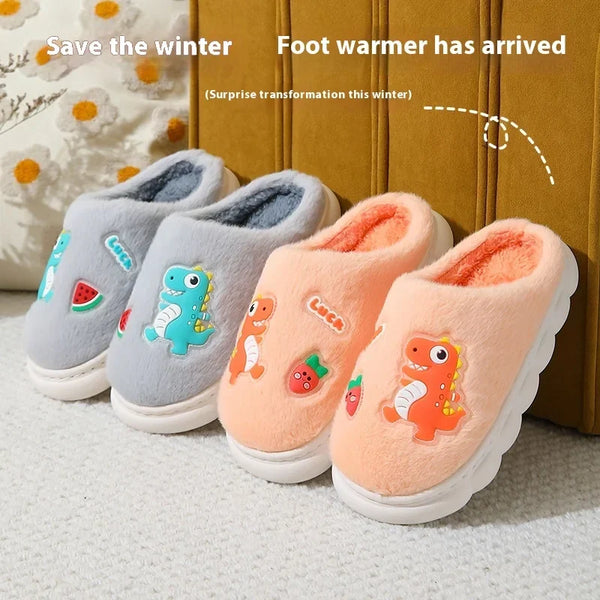 Cozy Dino Cotton Slippers – Ages 4–12