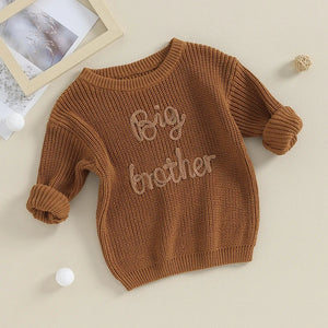 Cotton Knitted Sweater with "Big Brother" embroidery Multivariant