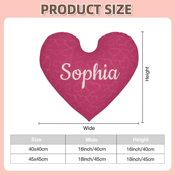 Personalized Heart Pillow with Name | Pink or Blue | 40x40cm & 45x45cm | Cotton filling