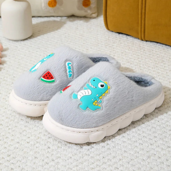 Cozy Dino Cotton Slippers – Ages 4–12